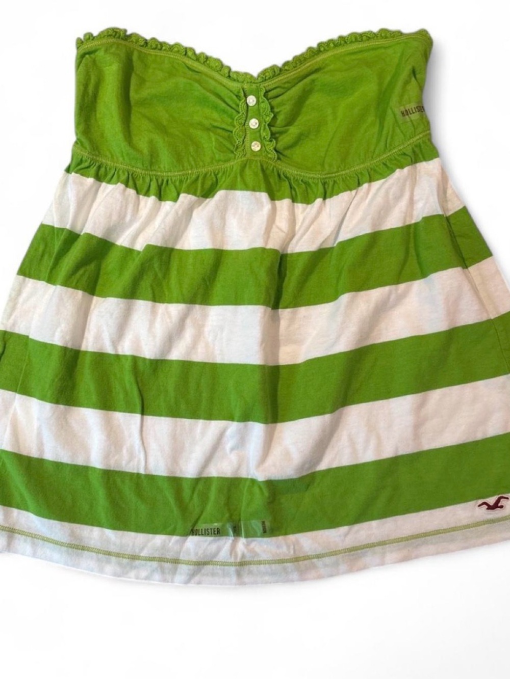VINTAGE Rare Hollister Y2K Striped
Babydoll Tube Top Lime Green White Medium BNW
